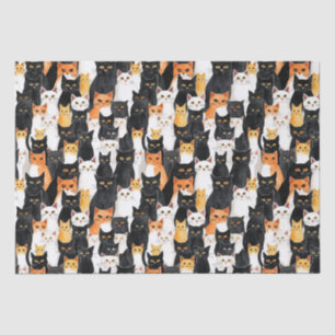 Orange White Black Cats Tissue Paper