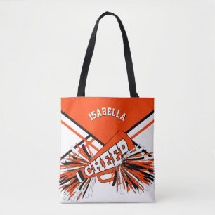Orange, White & Black Cheerleader Design Tote Bag