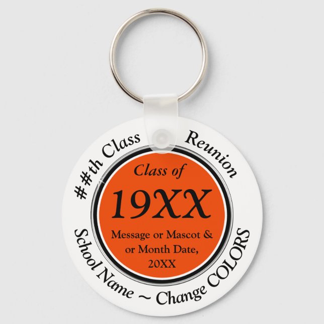 Orange White Black, Class of 72, Reunion Favours Key Ring (Front)