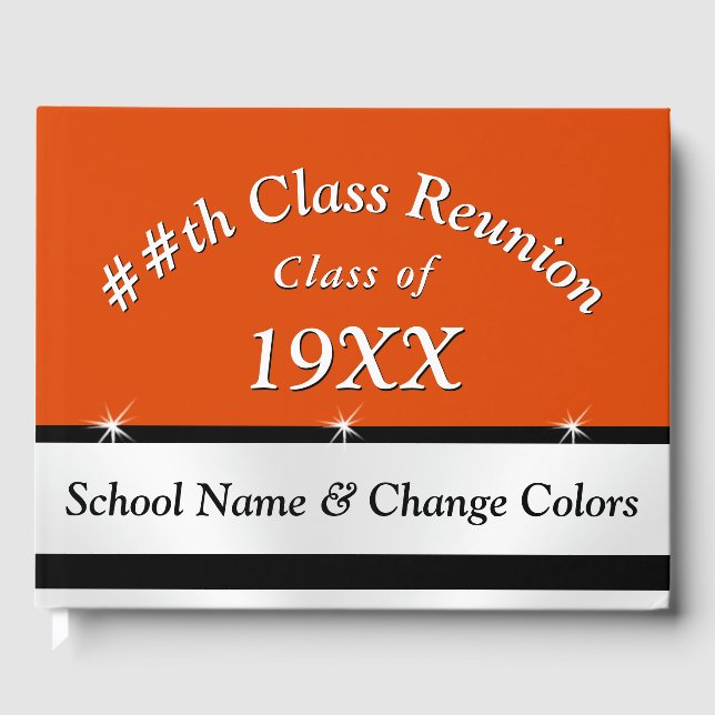 Orange, White, Black Class Reunion Guest Book (Front)