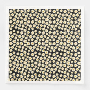 Orange white black daisy flower pattern napkin