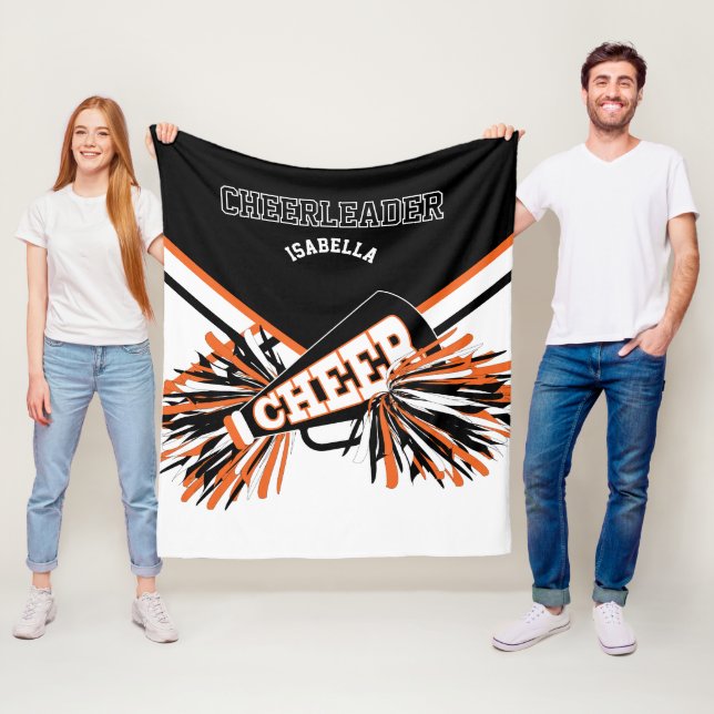 Orange, White & Black - For a Cheerleader 📣 Fleece Blanket (In Situ)