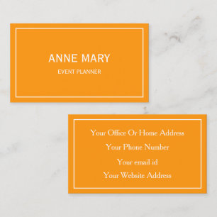 Orange White Bright Fall Colorful Event Planner  Business Card