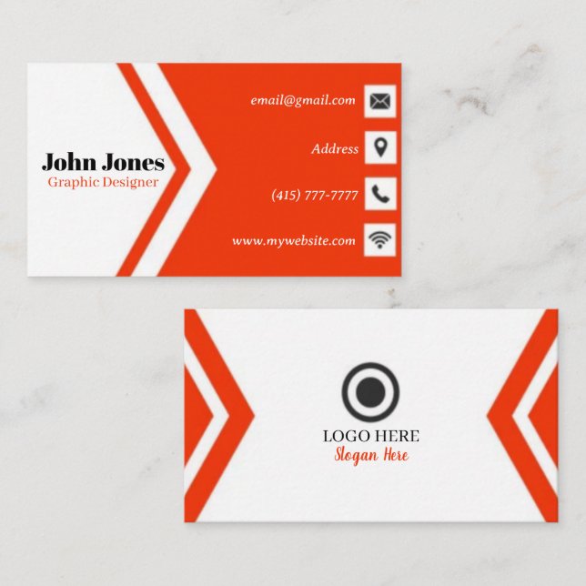 Orange & White Business Cards 14 Pack of 100 (Front/Back)
