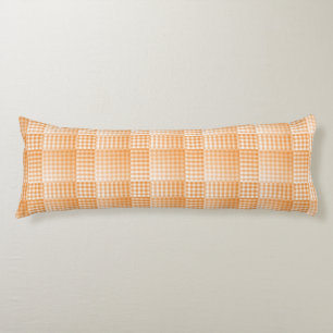 Orange White Checker Abstract Pattern Body Cushion