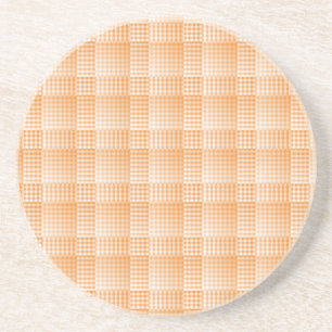 Orange White Checker Abstract Pattern Coaster