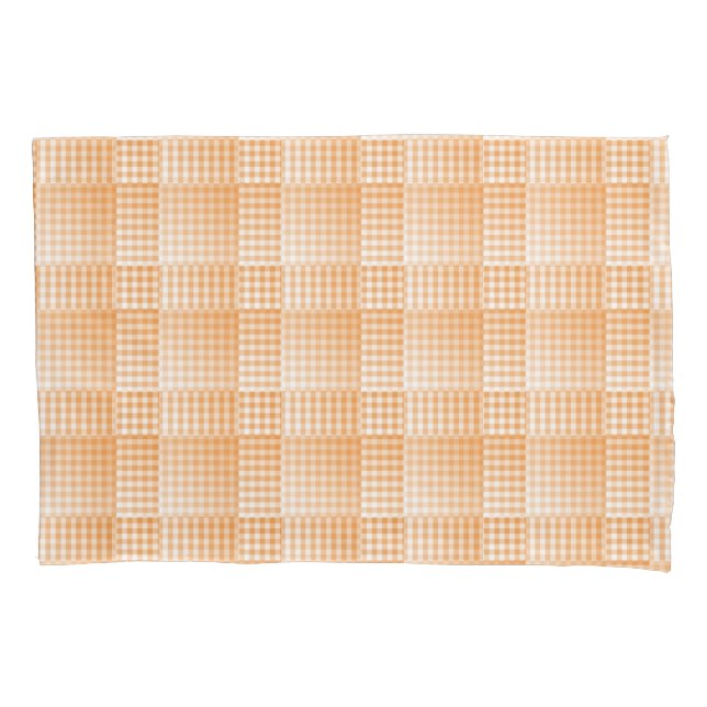 Orange White Checker Abstract Pattern Pillowcase (Front-Left)