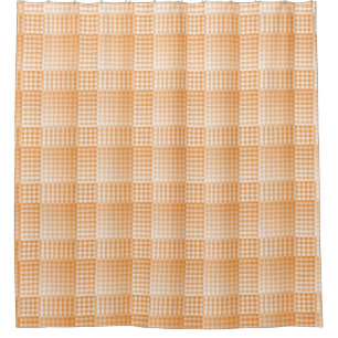Orange White Checker Abstract Pattern Shower Curtain