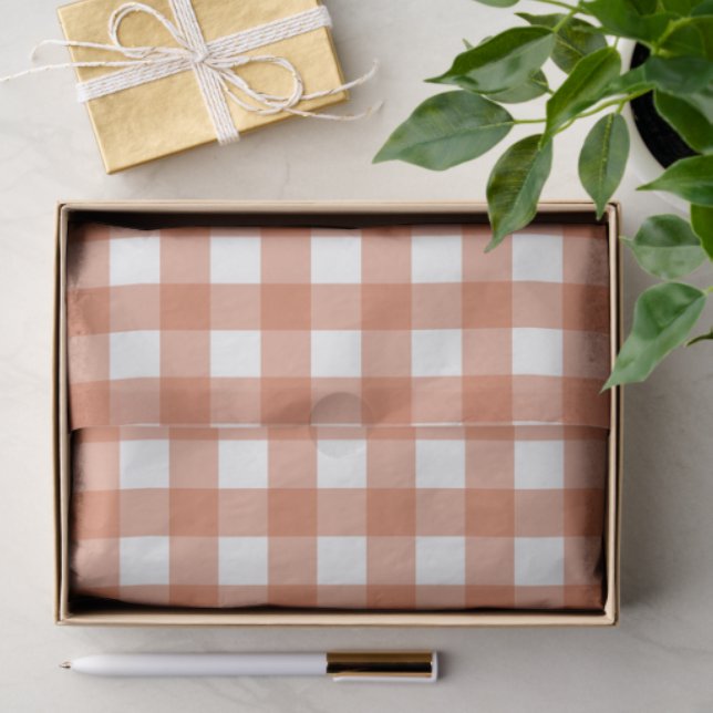 Orange & White Checkered Tissue Paper (Gift)
