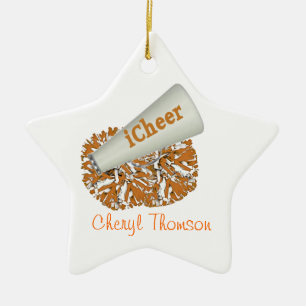 Orange & White Cheerleader ornament