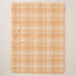 Orange White Chequered Abstract Pattern Sherpa Blanket