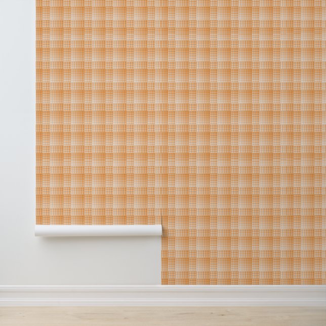 Orange White Chequered Abstract Pattern Wallpaper (Application)