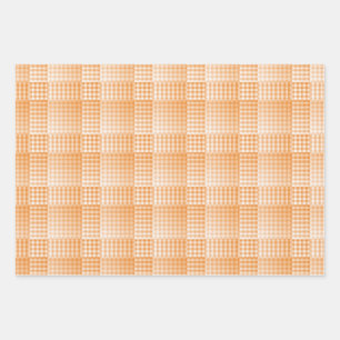 Orange White Chequered Abstract Pattern Wrapping Paper Sheet