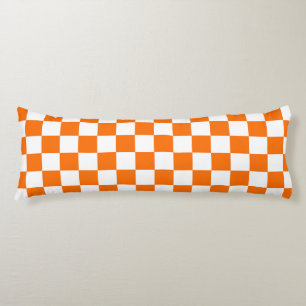 Orange White Chequered Check Pattern Body Cushion