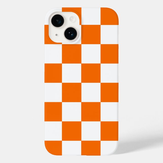 Orange White Chequered Check Pattern iPhone Case (Back)