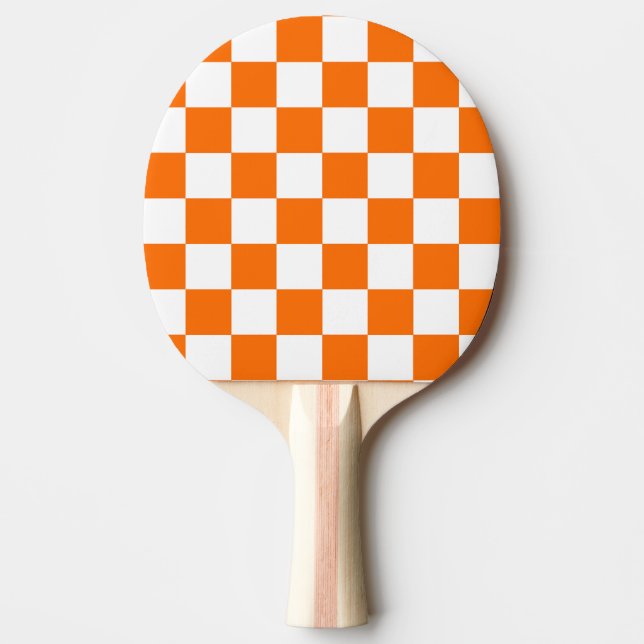 Orange White Chequered Check Pattern Ping Pong Paddle (Front)