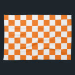 Orange White Chequered Check Pattern Tea Towel<br><div class="desc">Orange and White Check Chequered Geometric Squares Pattern Design</div>