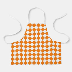Orange White Chequered Diamond Pattern Apron