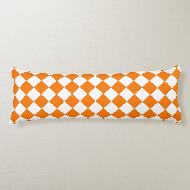 Orange White Chequered Diamond Pattern  Body Cushion (Front)