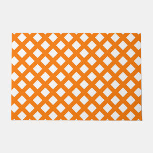 Orange White Chequered Diamond Pattern Doormat