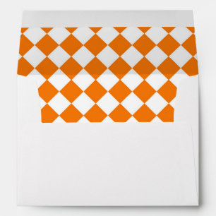 Orange White Chequered Diamond Pattern Envelope
