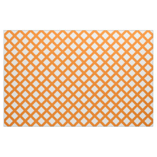 Orange White Chequered Diamond Pattern Fabric