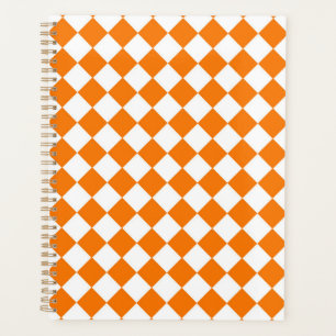 Orange White Chequered Diamond Pattern  Planner