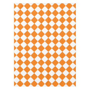 Orange White Chequered Diamond Pattern Tablecloth