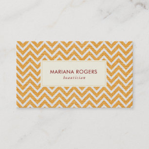 Orange & White Chevron Pattern  Business Card