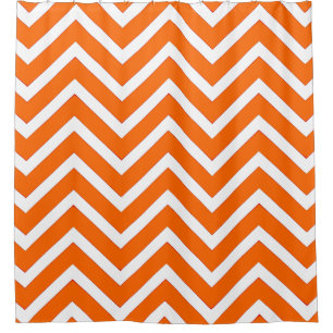 Orange white  chevron Pattern cool Shower Curtain