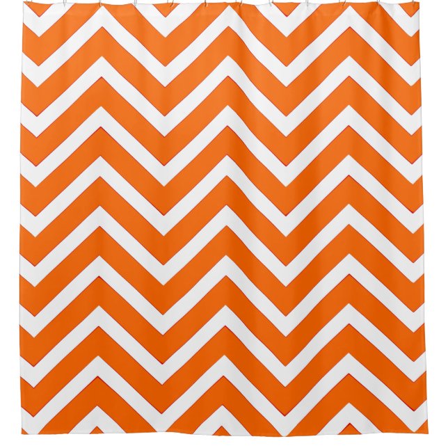 Orange white  chevron Pattern cool Shower Curtain (Front)