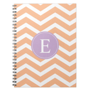 Orange White Chevron Purple Monogram Notebook