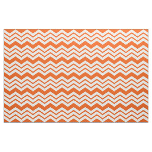 Orange White Chevron Zigzag Pattern Design  Fabric