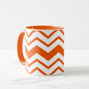 Orange White Chevron Zigzag Pattern Design  Mug