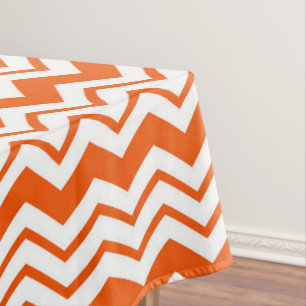Orange White Chevron Zigzag Pattern Design Tablecloth