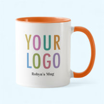Orange & White Coffee Mug Custom Logo Personalised