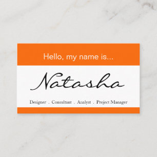 Orange & White Corporate Name Tag - Business Card