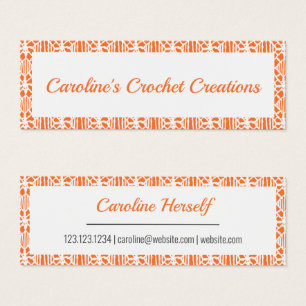Orange & White Crochet Lace Pattern Business Card