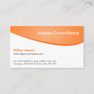 Orange & White Curved, Professional Business Card