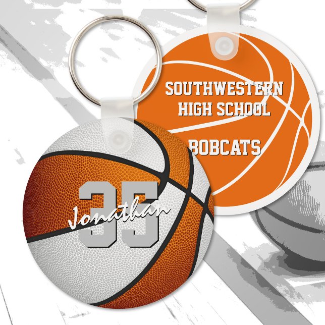 orange white custom jersey number basketball key ring (Creator Uploaded)
