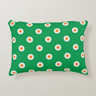 Orange/White Dots on Green Decorative Cushion
