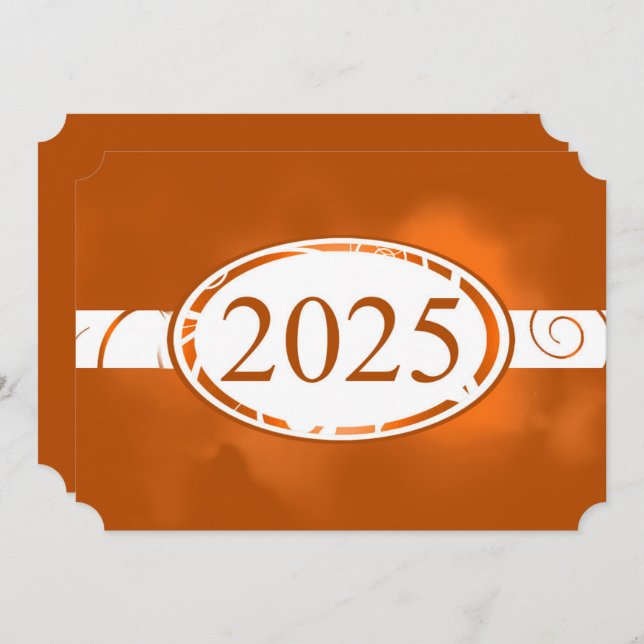 Orange & White Floral Button 2025 Graduation Party Invitation (Front/Back)