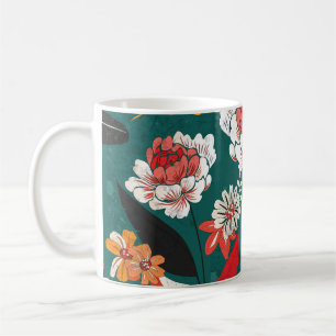 Orange-white floral: vintage seamless illustration coffee mug