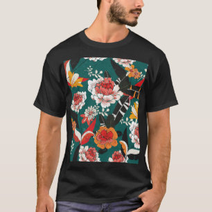 Orange-white floral: vintage seamless illustration T-Shirt