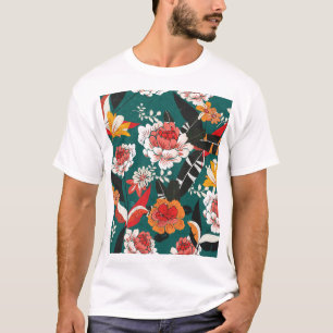 Orange-white floral: vintage seamless illustration T-Shirt