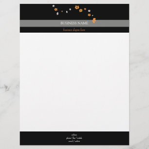 Orange White Flowers Elegant Customized Letterhead