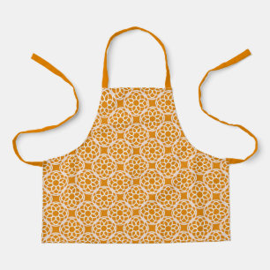 Orange White Geometric Seamless Pattern Apron