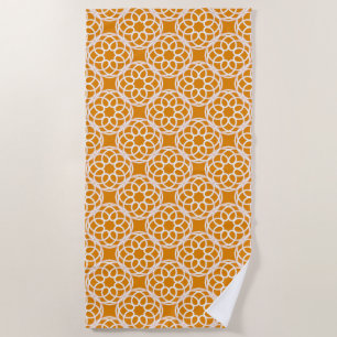 Orange White Geometric Seamless Pattern Beach Towel