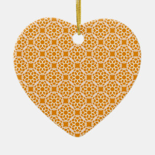 Orange White Geometric Seamless Pattern Ceramic Tree Decoration