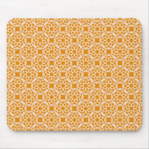 Orange White Geometric Seamless Pattern Mouse Mat
